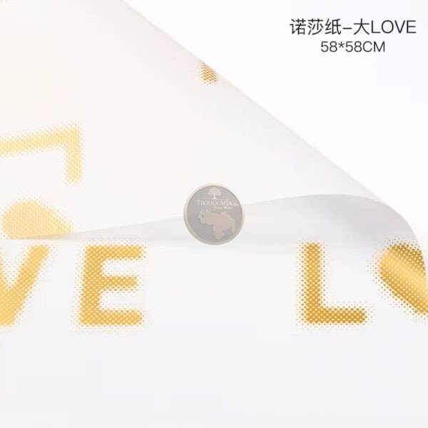 PAPEL COREANO BLANCO LOVE DORADO