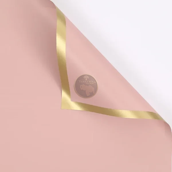 PAPEL COREANO ROSADO BORDE DORADO