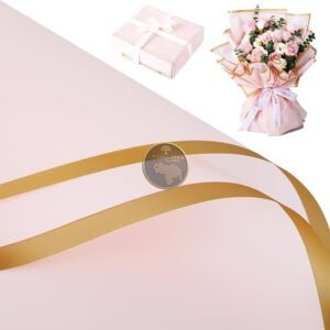 PAPEL COREANO ROSADO BORDE DORADO