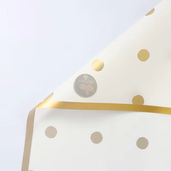 PAPEL COREANO BLANCO CON LUNARES DORADO