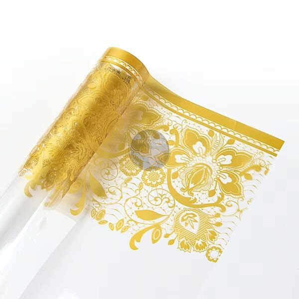 PAPEL COREANO TRANSPARENTE ENCAJE DORADO