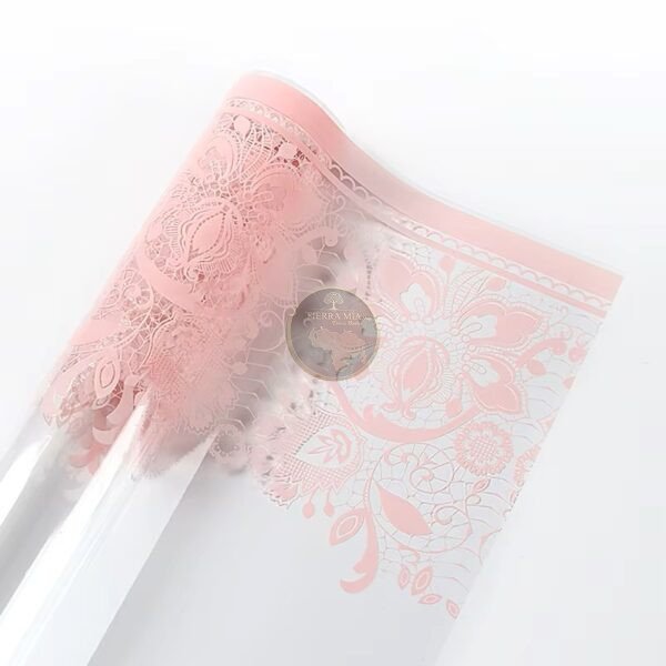 PAPEL COREANO TRANSPARENTE CON ENCAJE ROSADO
